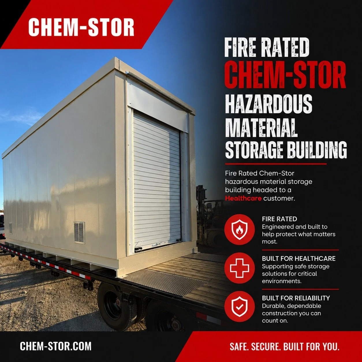 Fire rated. Built for healthcare. 🔥🏥

This CHEM-STOR hazardous material storage building was engineered for safe, secure storage in critical environments where reliability matters every day.

✔ Fire rated construction
✔ Healthcare-ready design
✔ Du