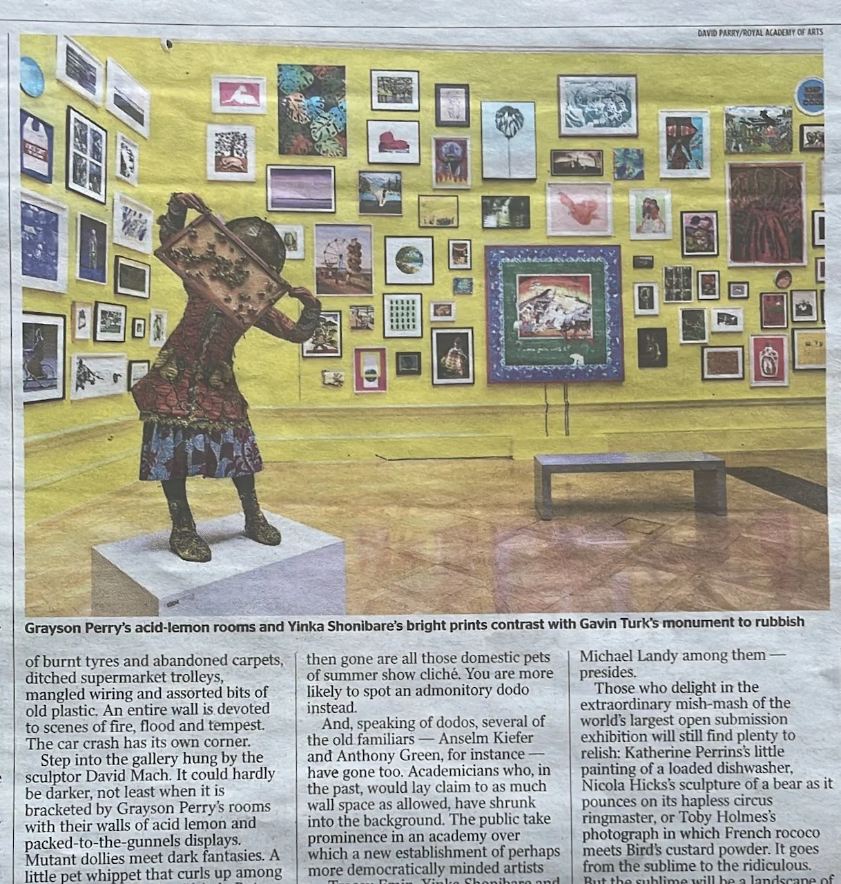 The Times - Wednesday 15th June, 2022 review of the Royal Academy Summer Exhibition 2022