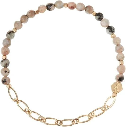Mini Stone w Chain Stacking Bracelet Rhodonite 1.jpg