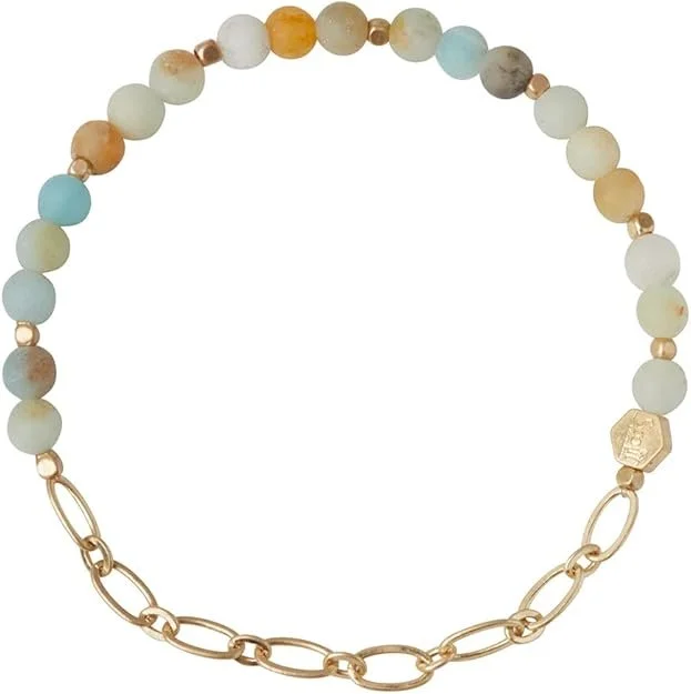 Mini Stone w Chain Stacking Bracelet Amazonite 1.jpg