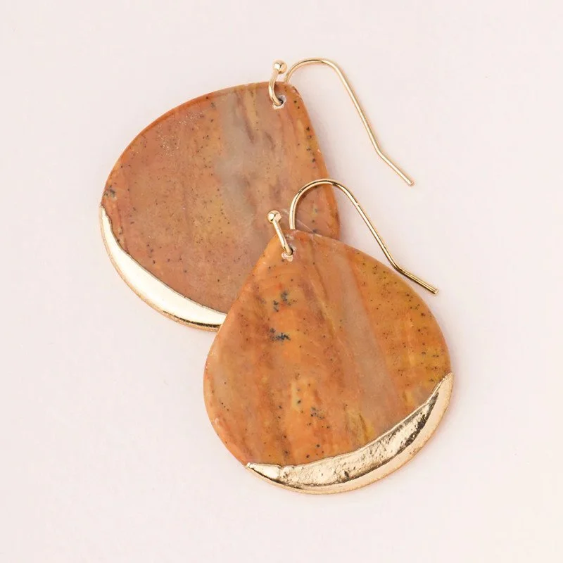 Petrified Wood Teardrop Earing
