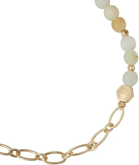 Mini Stone w Chain Stacking Bracelet Amazonite 2.jpg