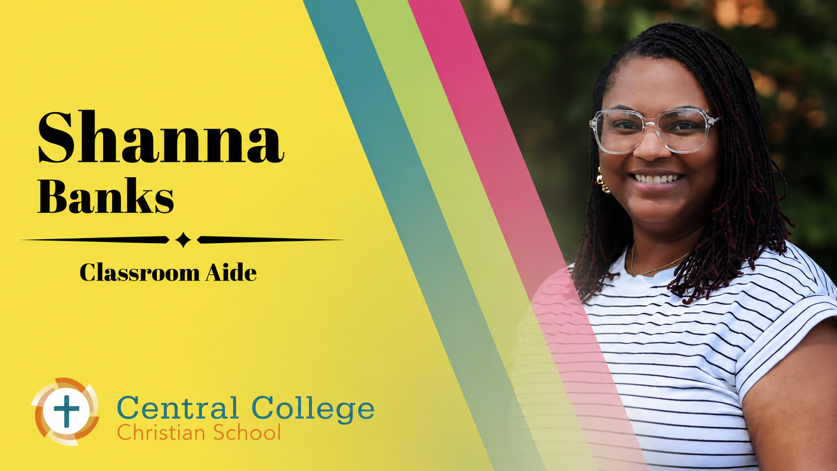 Shanna Banks - Classroom Aide -
Shanna Banks serves as the welcoming face of CCCS, creating a positive first impression for students, families, and staff alike. Although her professional background is not in education, she brings a heart for service 