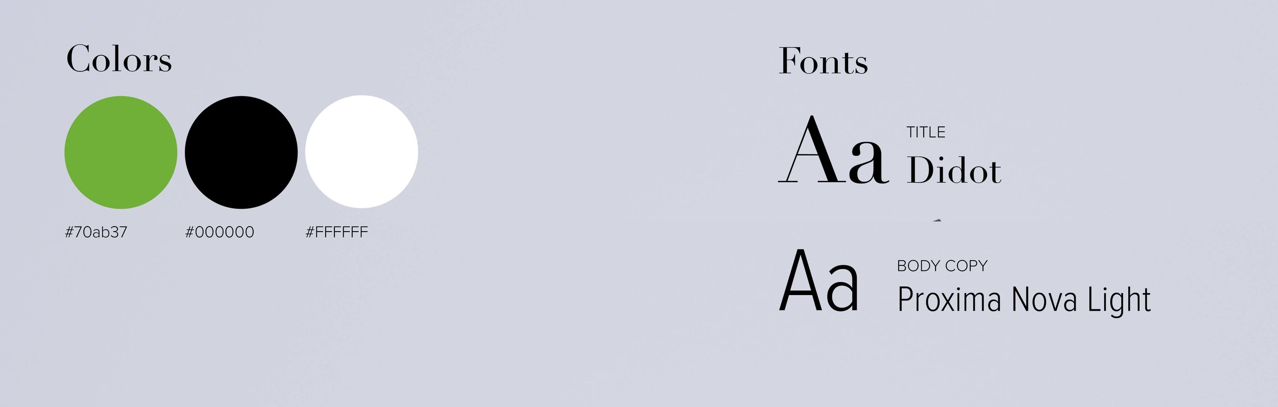 Typography and colour palette for Green Space.