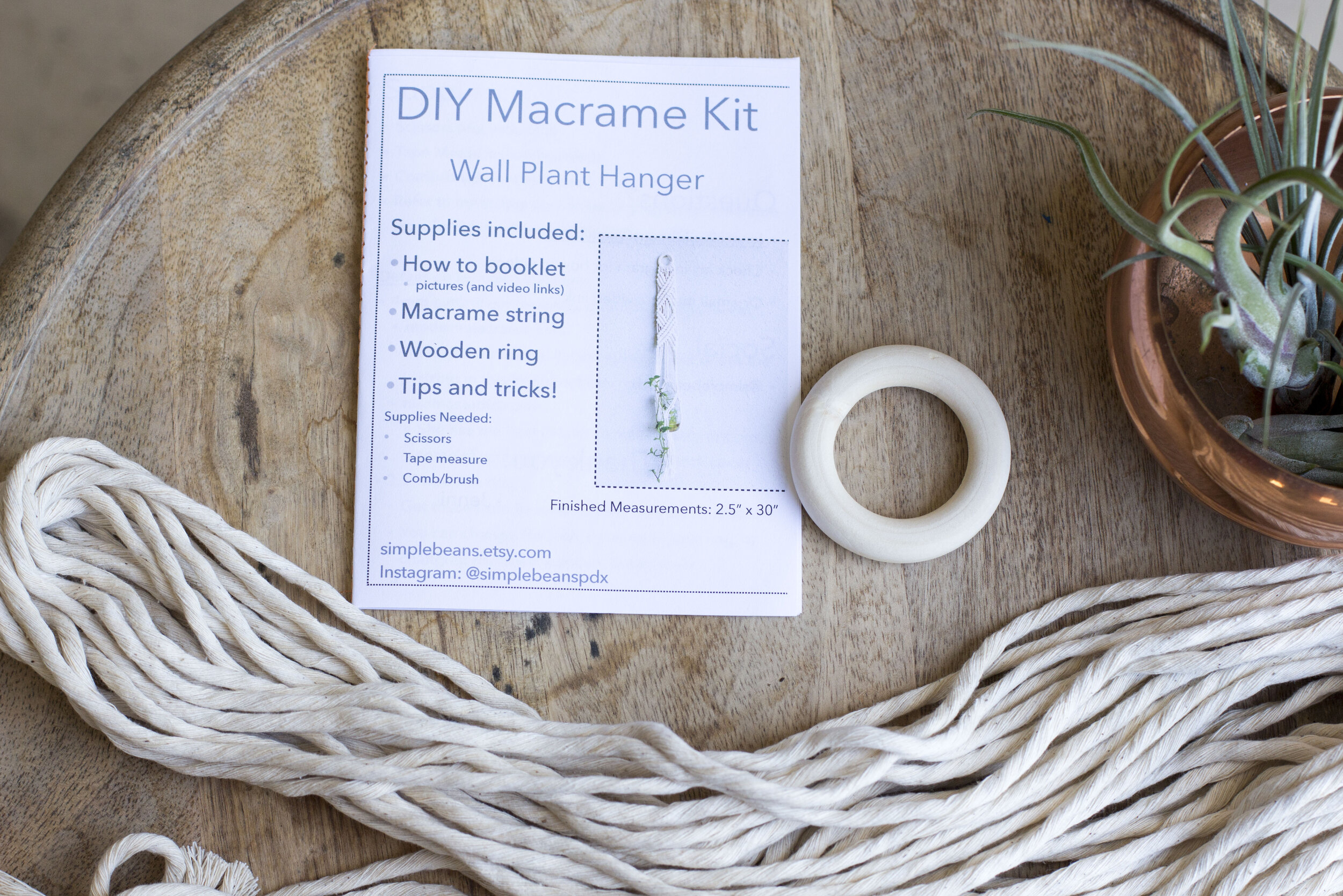 DIY Macrame Kit: Flat Wall Plant Hanger Kit — SimpleBeans