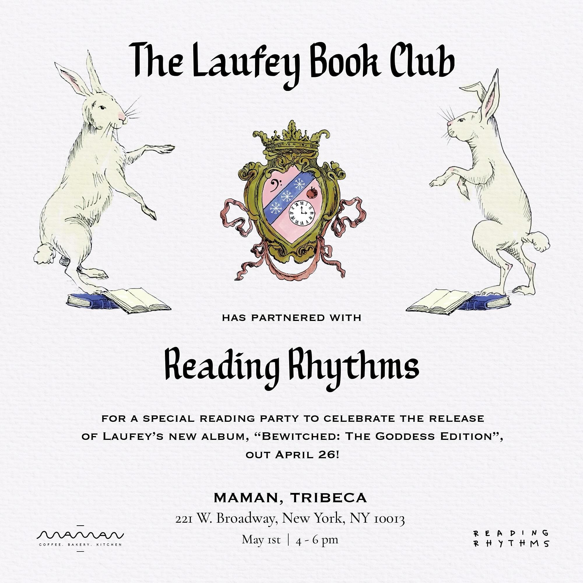 NYC lauvers! We are over the moon to announce the first Laufey Book Club reading party in partnership with @reading_rhythms to celebrate the upcoming release of &ldquo;Bewitched: The Goddess Edition&rdquo;. It will take place at the Tribeca @_mamanny