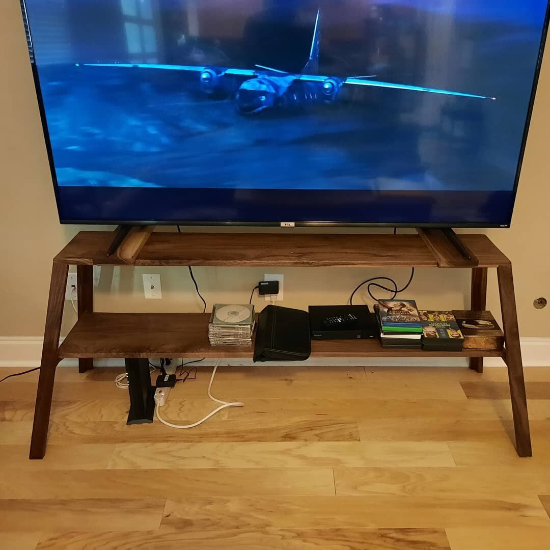 Very excited about how this solid walnut TV/Media center came out. Featuring adjustable pads for the TV feet, can be adjusted for any size or brand TV, or removed if the TV fits without them. I really love the style of this piece, and am looking forw