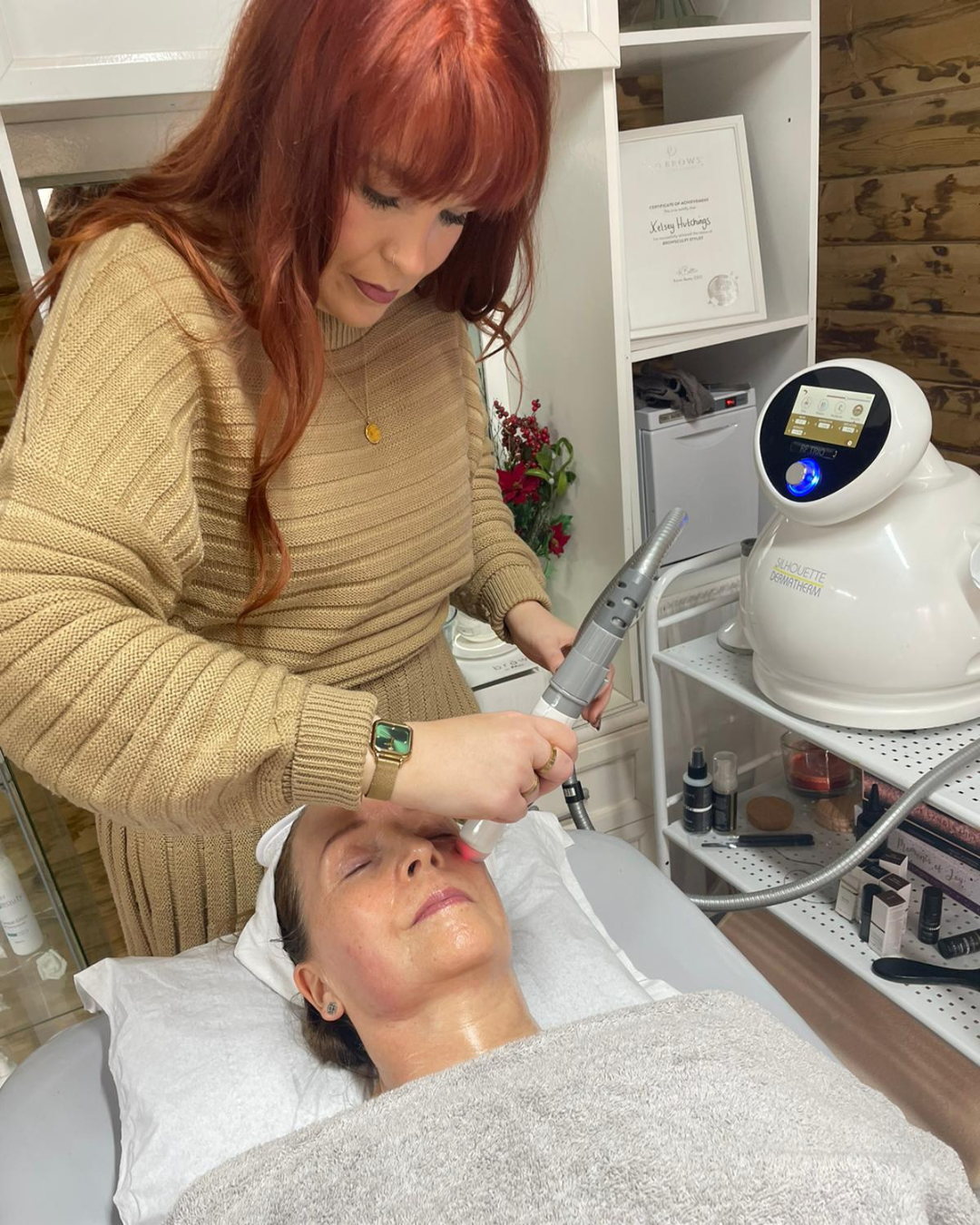 During RF Facial.