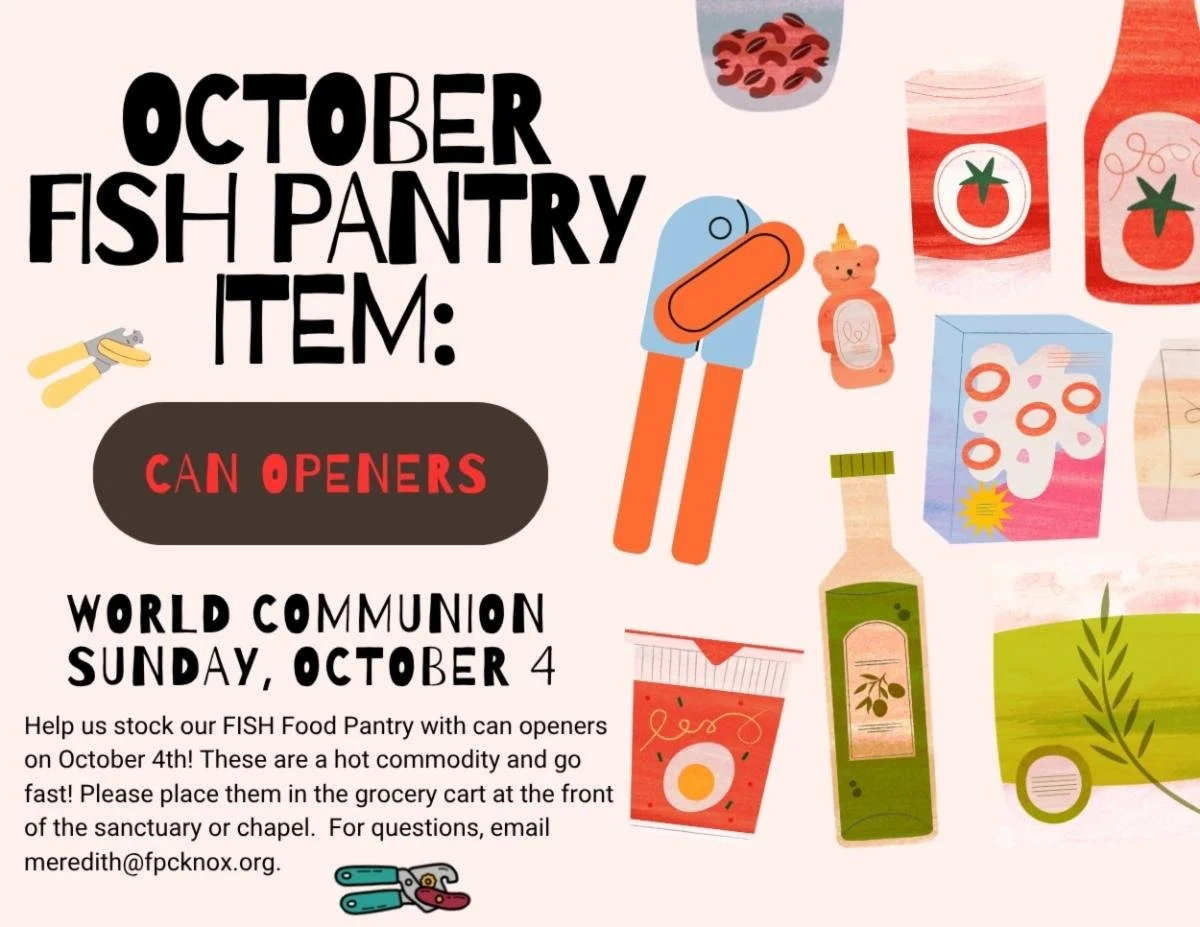 October Communion Sunday Collection: Can Openers for FISH