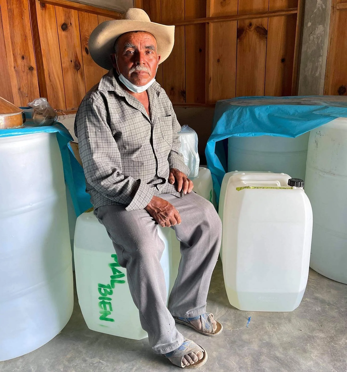 Victor F. Ramos, mezcalero and mask advocate. #greentapegang 
Photo @whiskey_drinkers_union 
.
.
.
#mezcal #destiladodeagave #agavespirits #miahutlan #oaxaca