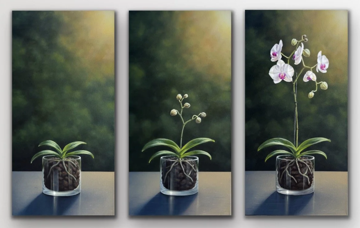 Sharas :  Tryptych 15" x 30" x 1.5" (Commission)