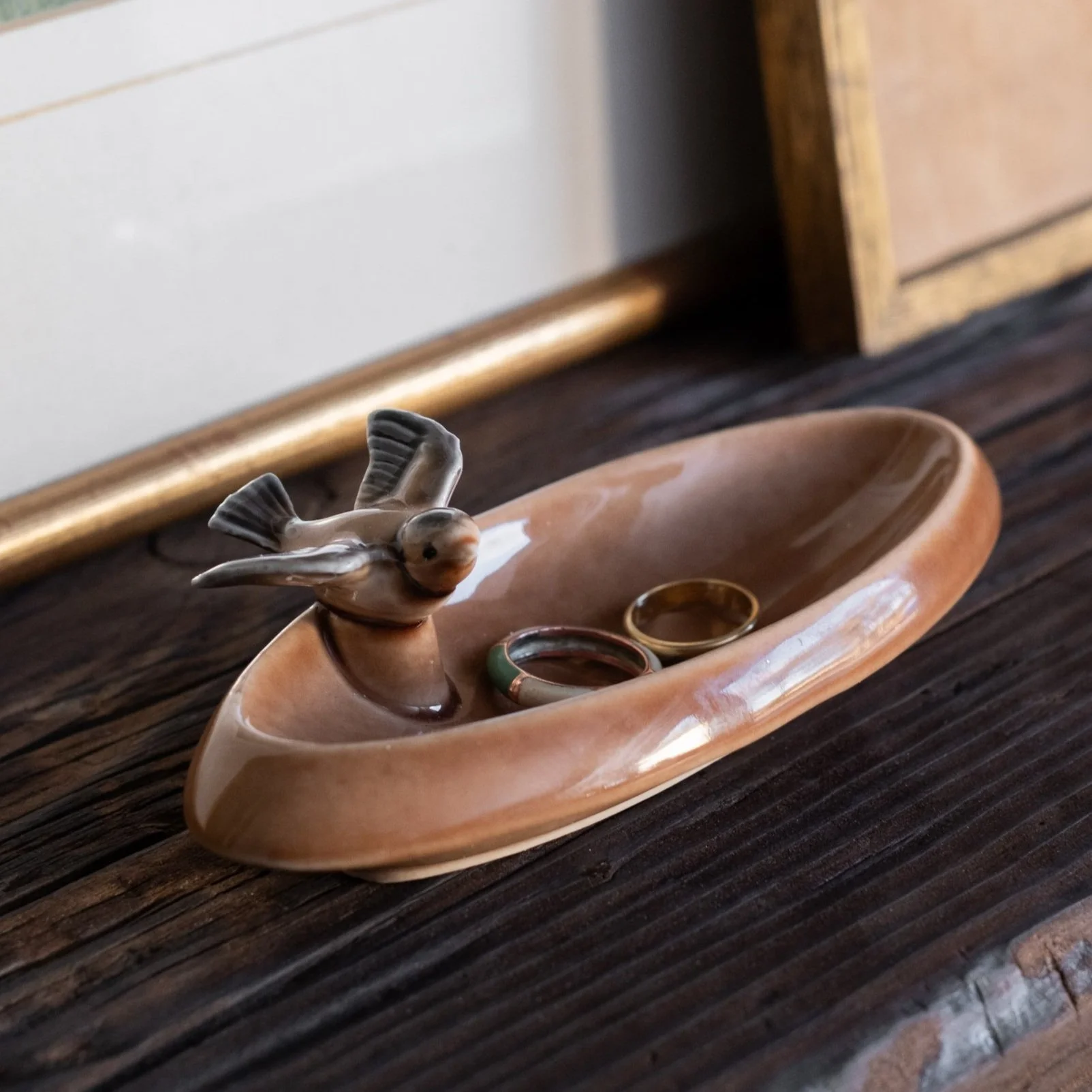Ceramic Bird Detail Trinket Dish | Vintage