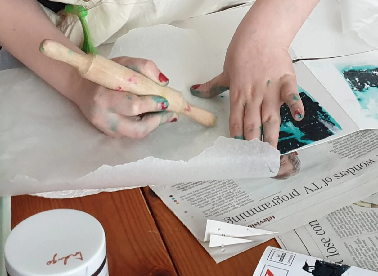 A view of the ink printing process in my studio