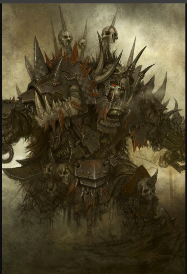 warhammer ork in full metal battle regalia