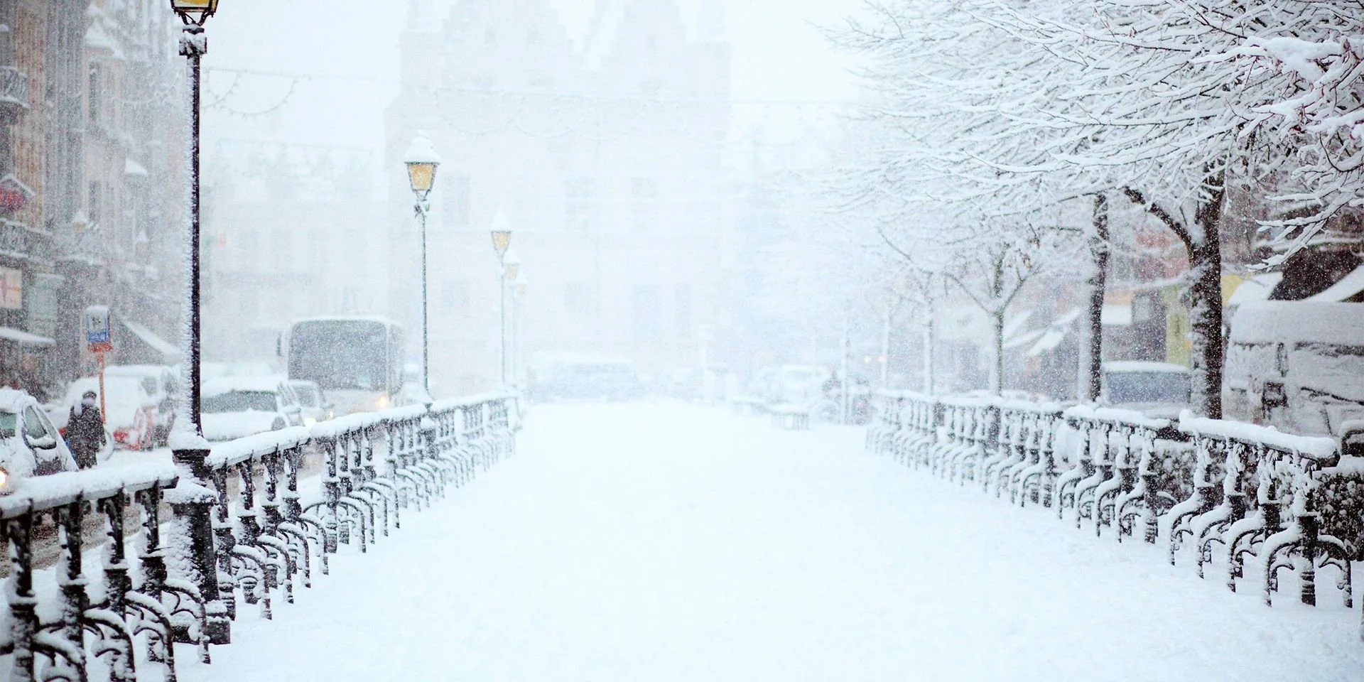 snowy street scene