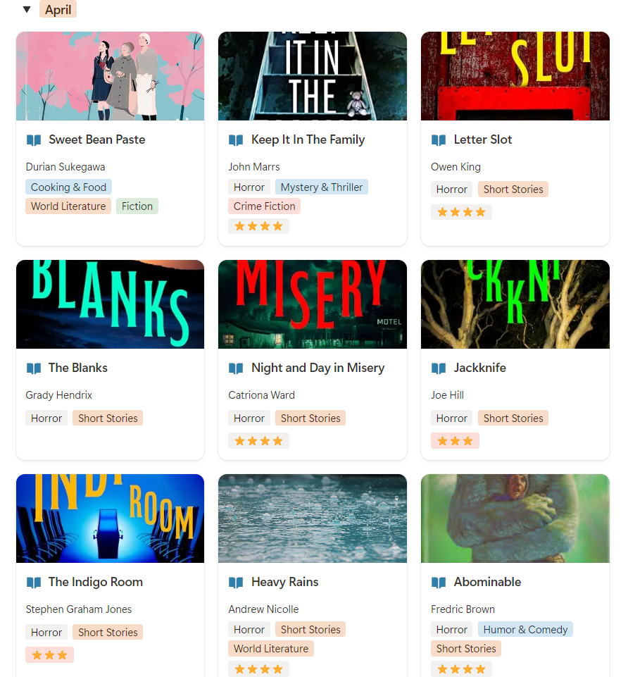 book covers of half my april reads