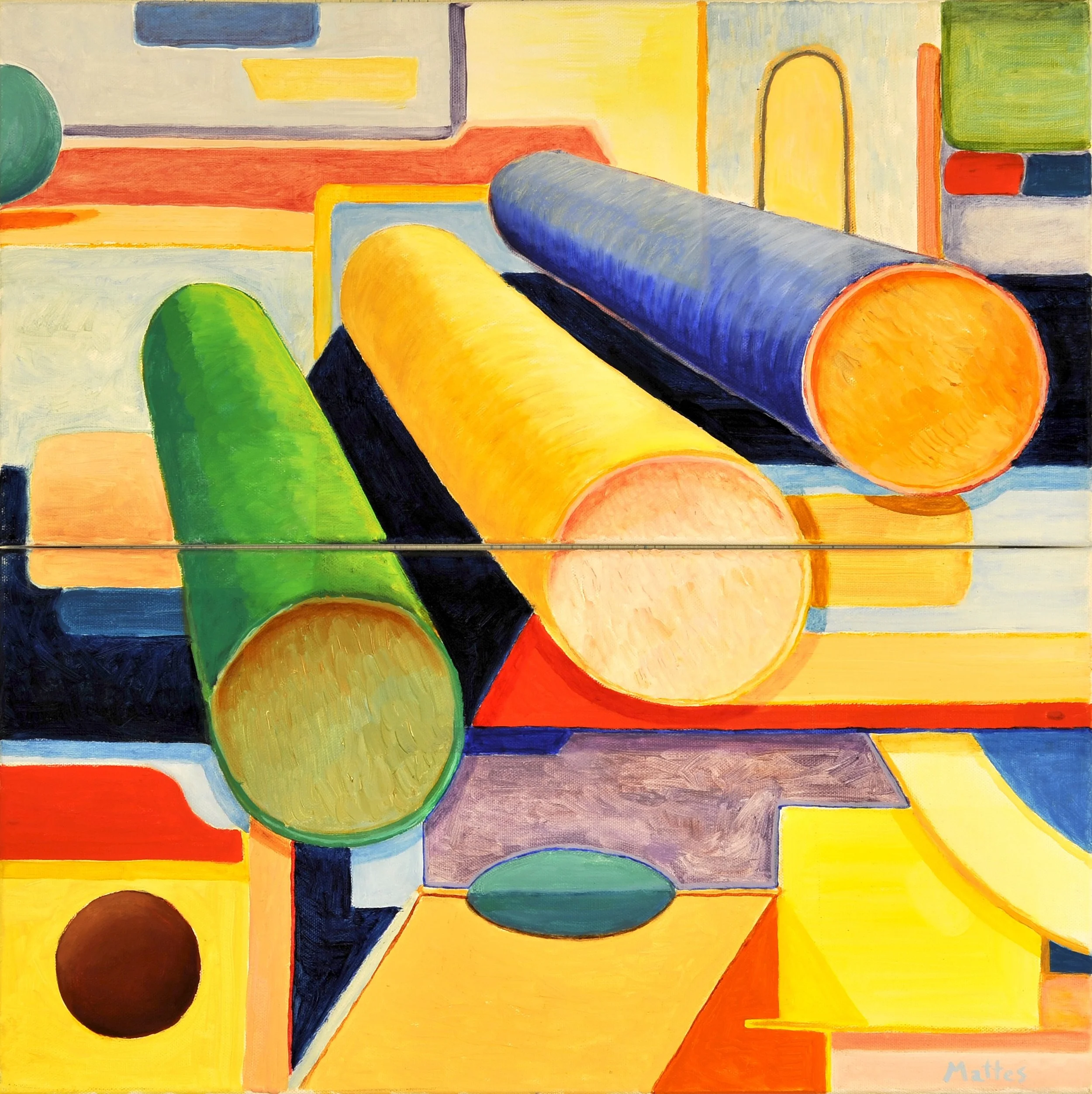 Composition With Cylinders 20" X 20"