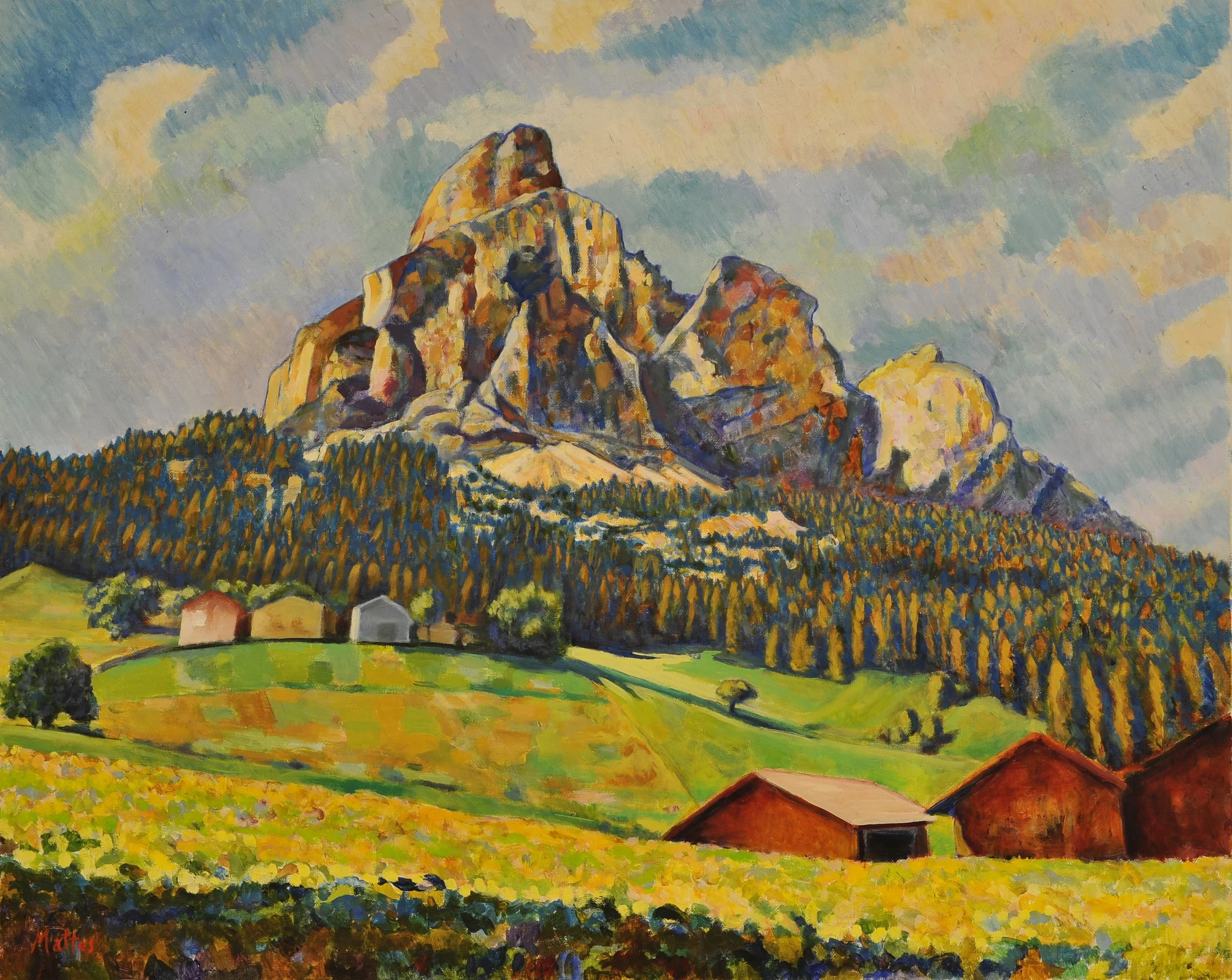 Mt Sassongher Evening Light 30" X 24"