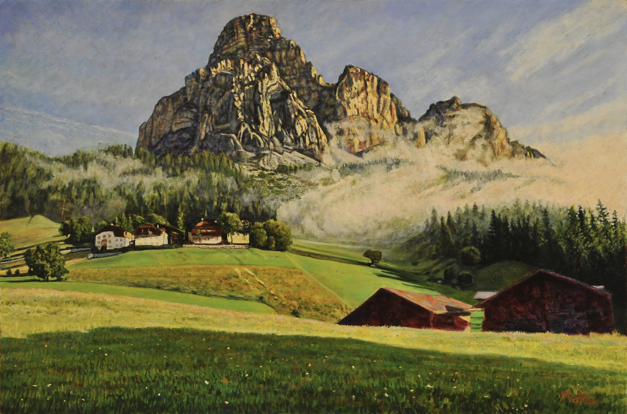 Mt Sassongher Morning Mist 36" X 24"