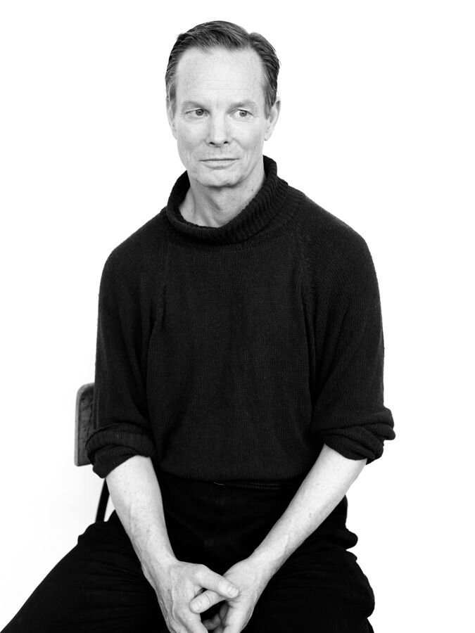Actor, clown and comedian Bill Irwin sits in thought in a portrait by Francis Hills in New York for Intact America