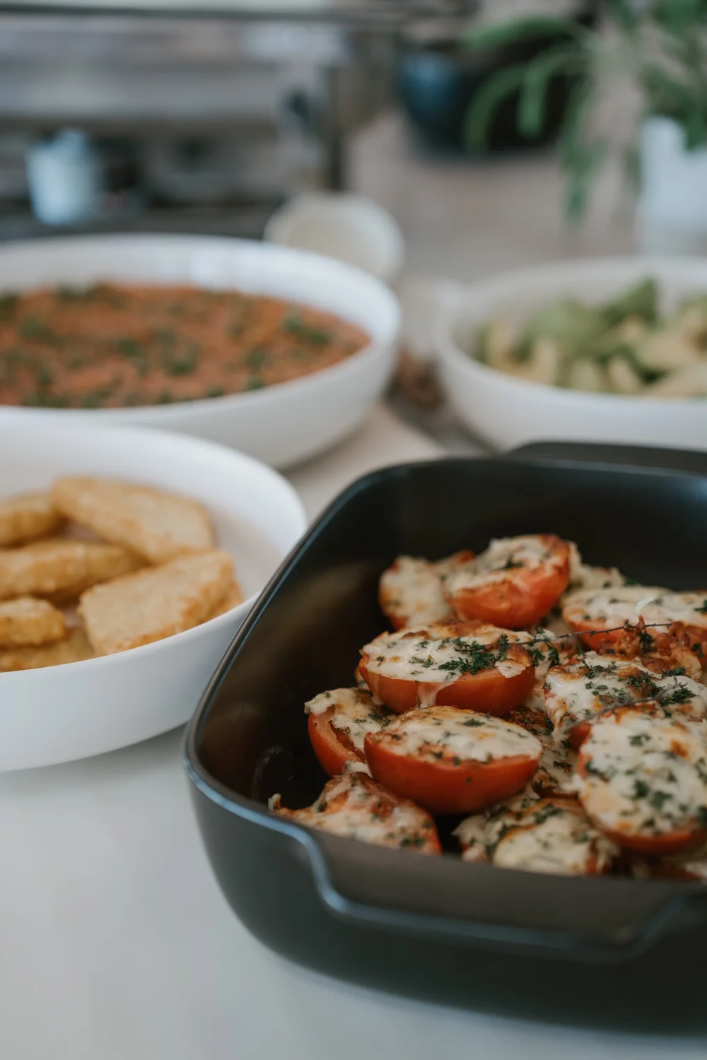 Breakfast buffet prepared for a retreat