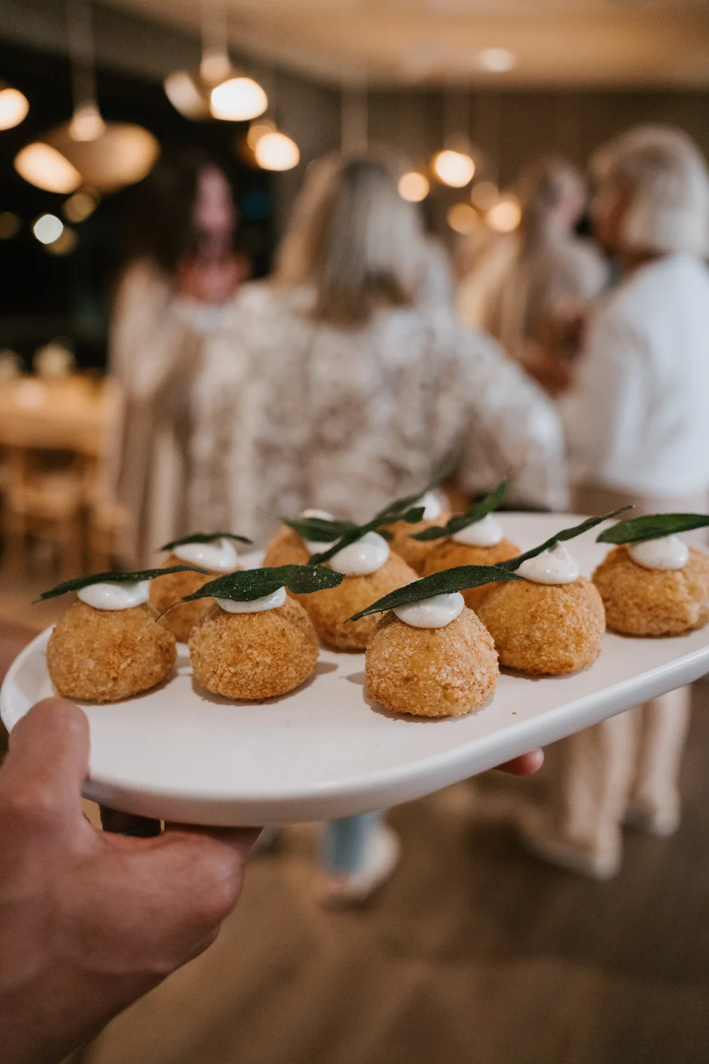 Canapés served on a platter during a cocktail party