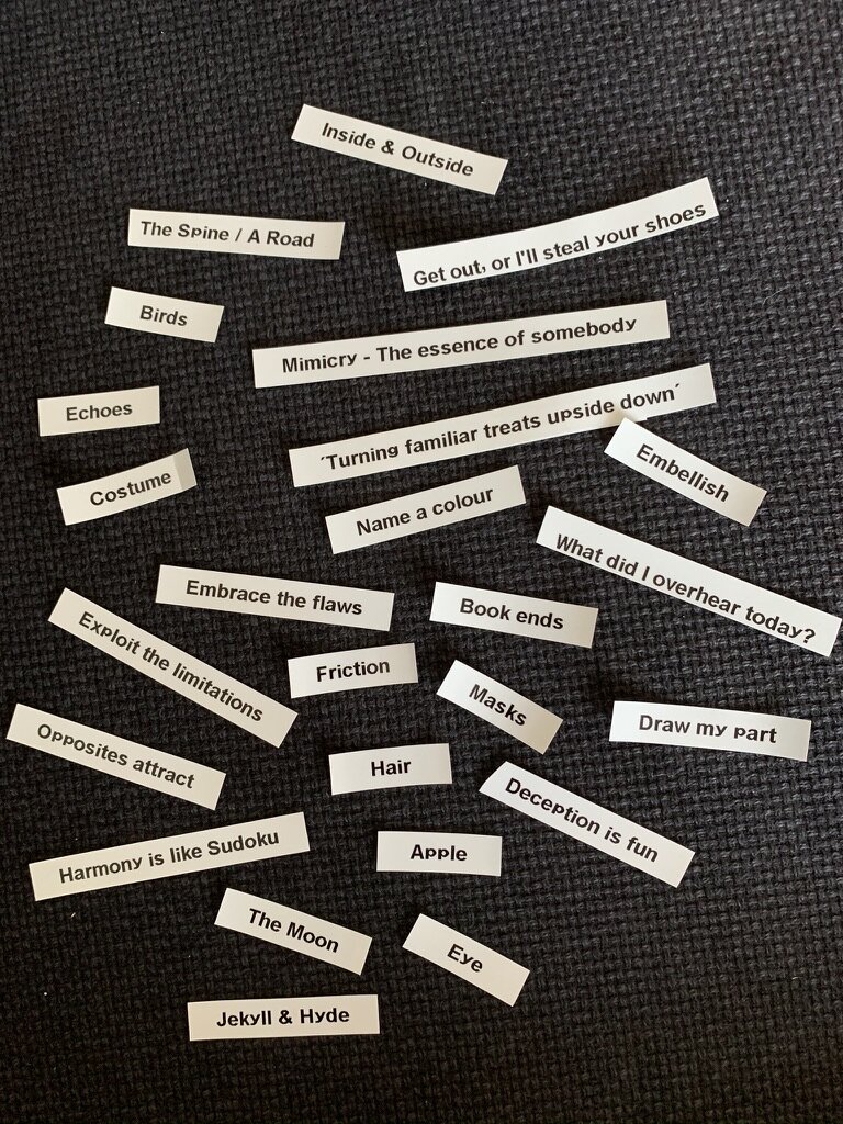 'What strikes you?' - A collection of words drawn from my conversations with Chris, Eliza, Charles, Zoë, Steve, Lily and Louise.