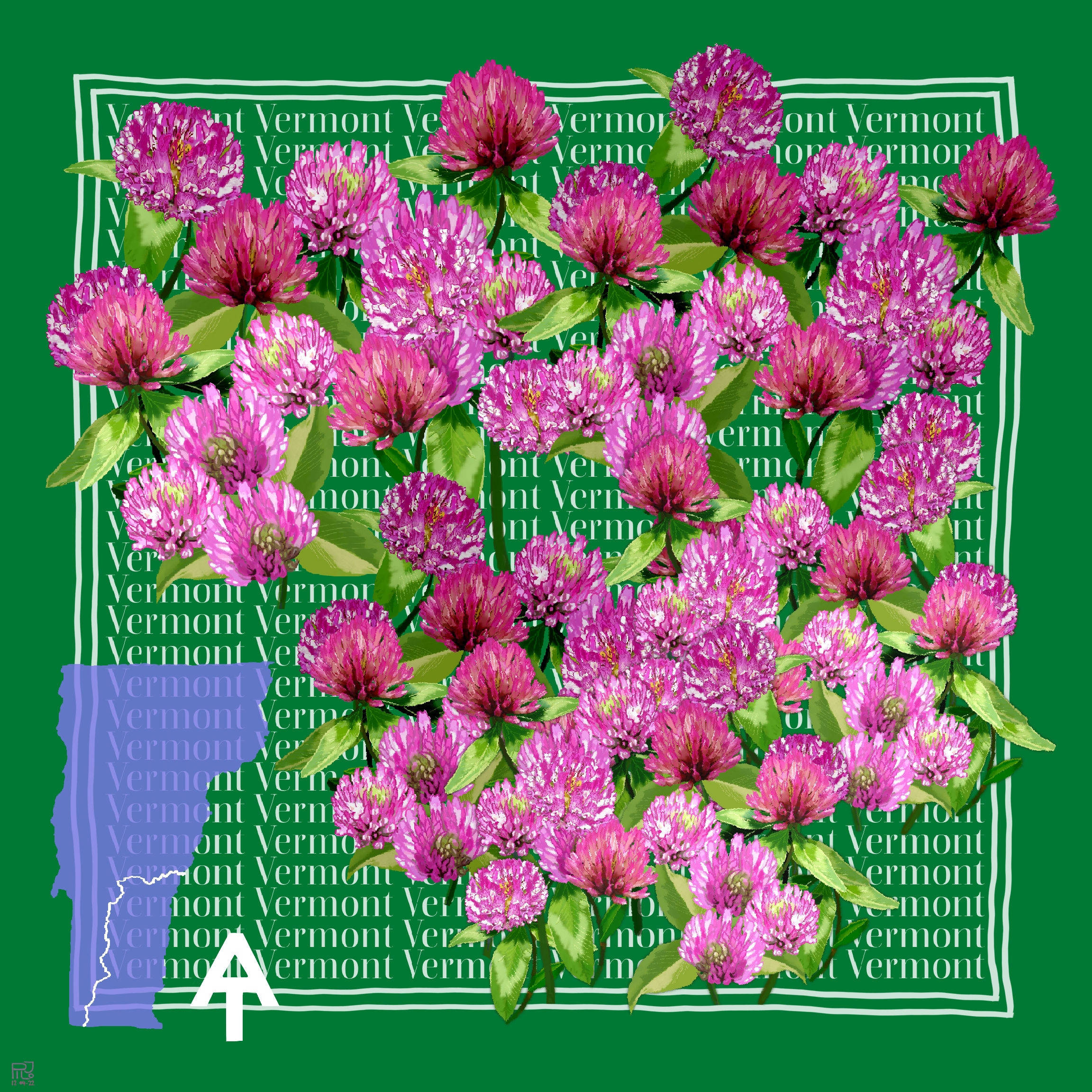 Vermont State Flower Bandana-Red Clover