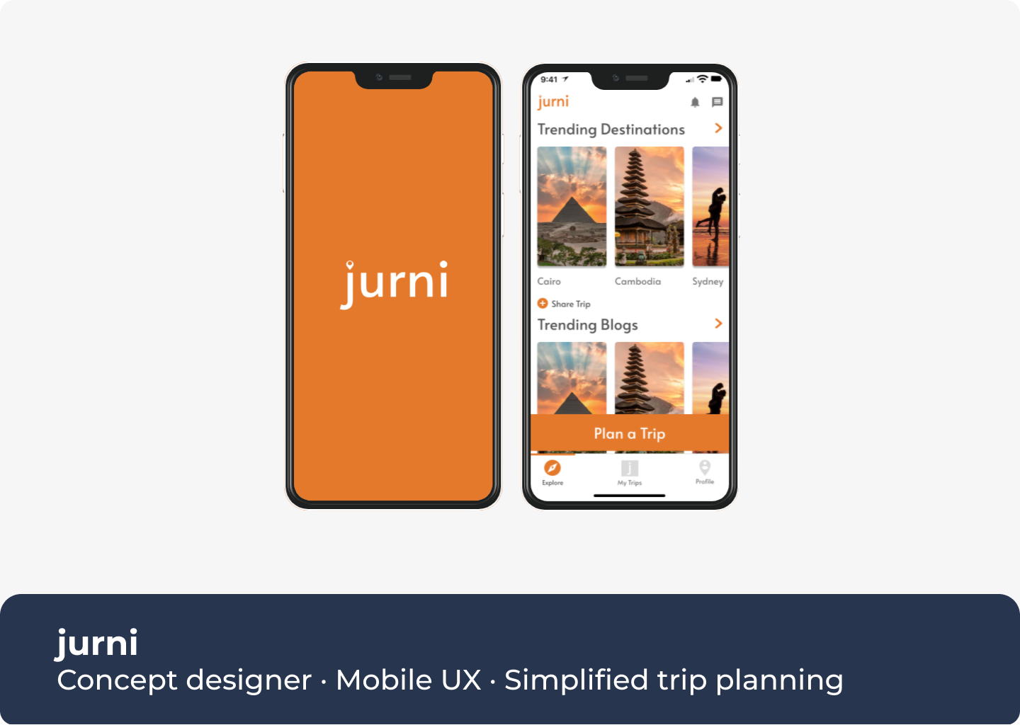 jurni: Concept designer · Mobile UX · Simplified trip planning