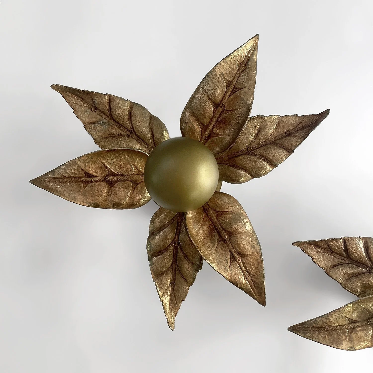 Pair of Belgian Floral Leaf Wall Lights 2 web.jpg