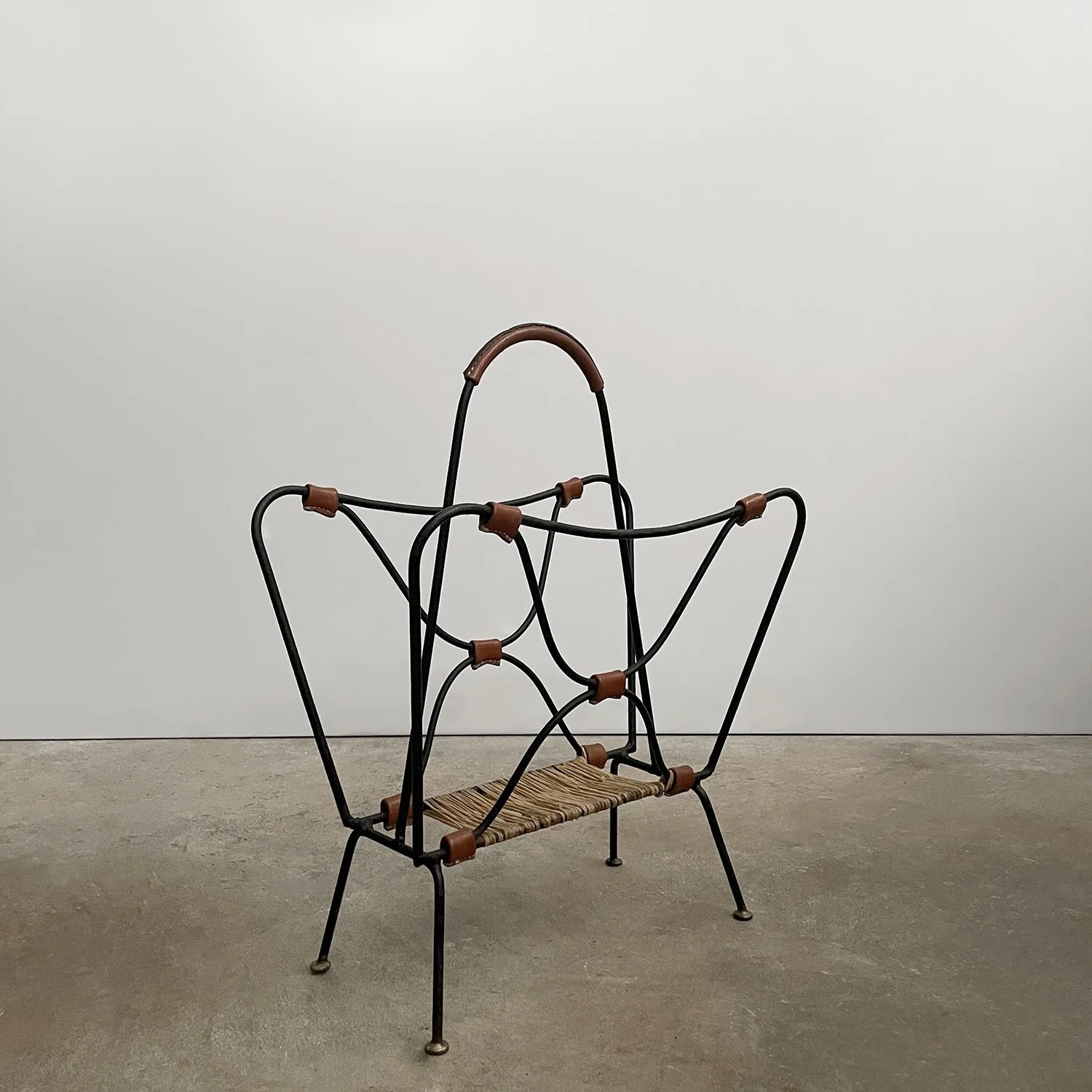 Jacques Adnet Iron & Leather Butterfly Magazine Rack 14 web.jpg
