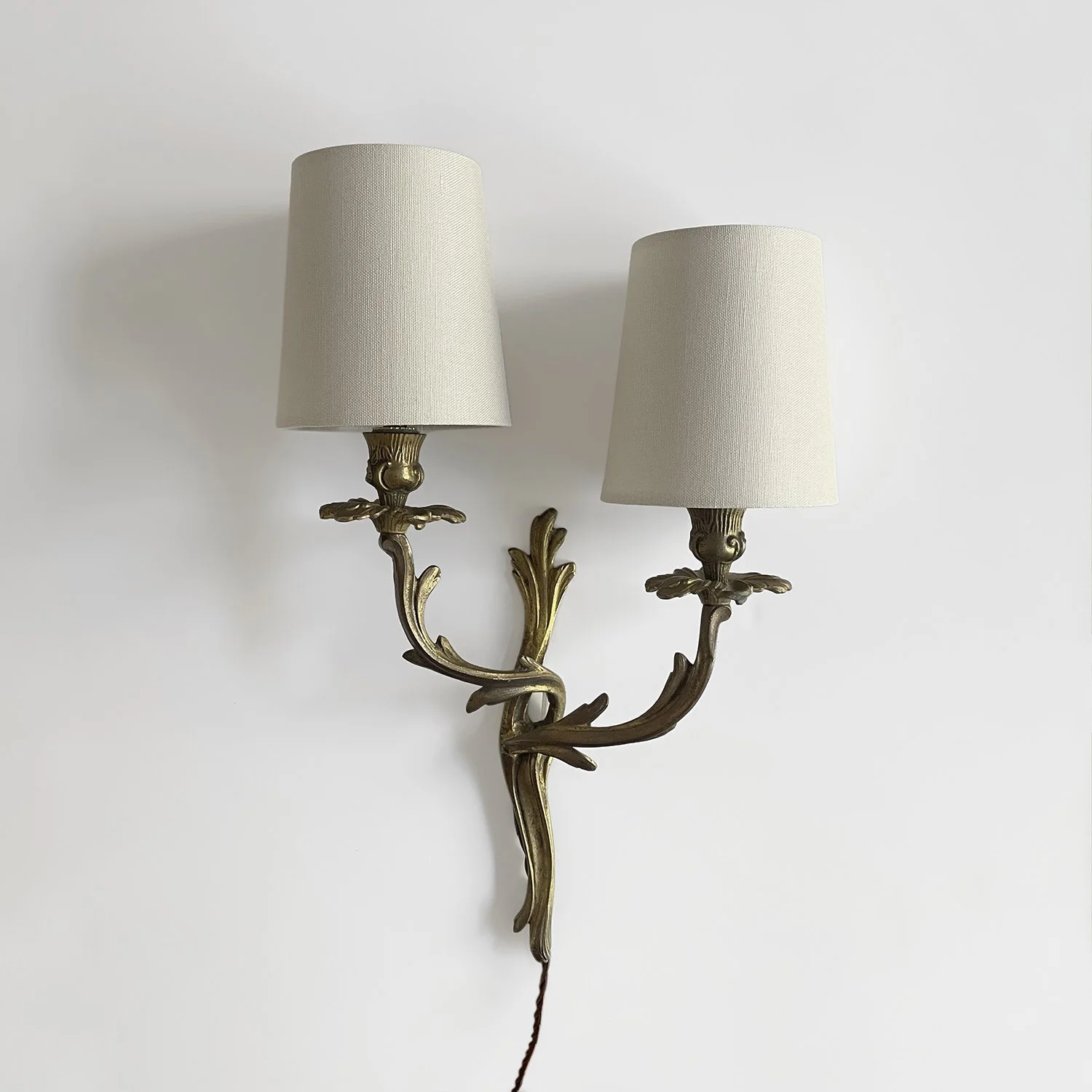 French Aged Bronze Floral Double Light Sconces 3 web.jpg