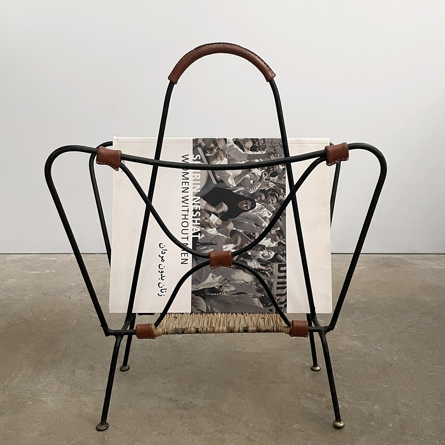 Jacques Adnet Iron & Leather Butterfly Magazine Rack 3 web.jpg