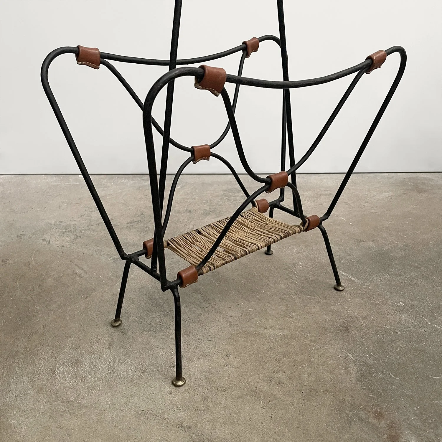 Jacques Adnet Iron & Leather Butterfly Magazine Rack 15 web.jpg