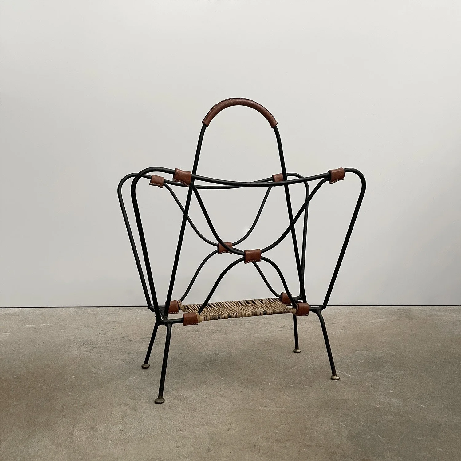 Jacques Adnet Iron & Leather Butterfly Magazine Rack 17 web.jpg