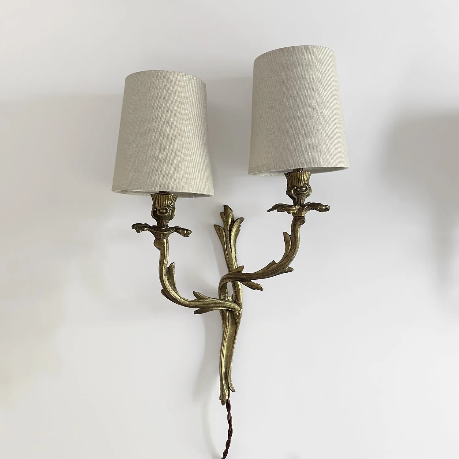 French Aged Bronze Floral Double Light Sconces 2 web.jpg