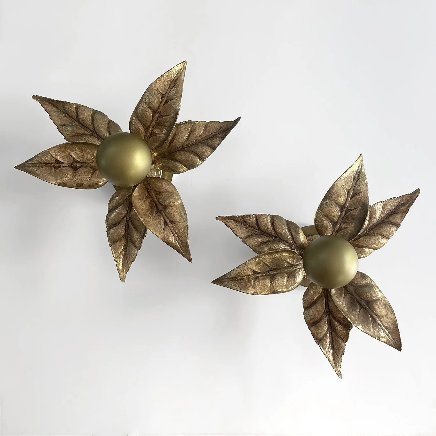 Pair of Belgian Floral Leaf Wall Lights 1 web.jpg