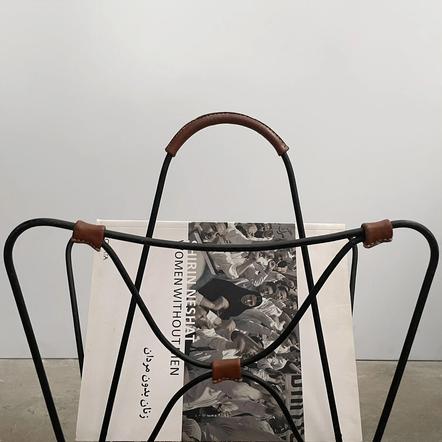 Jacques Adnet Iron & Leather Butterfly Magazine Rack 4 web.jpg