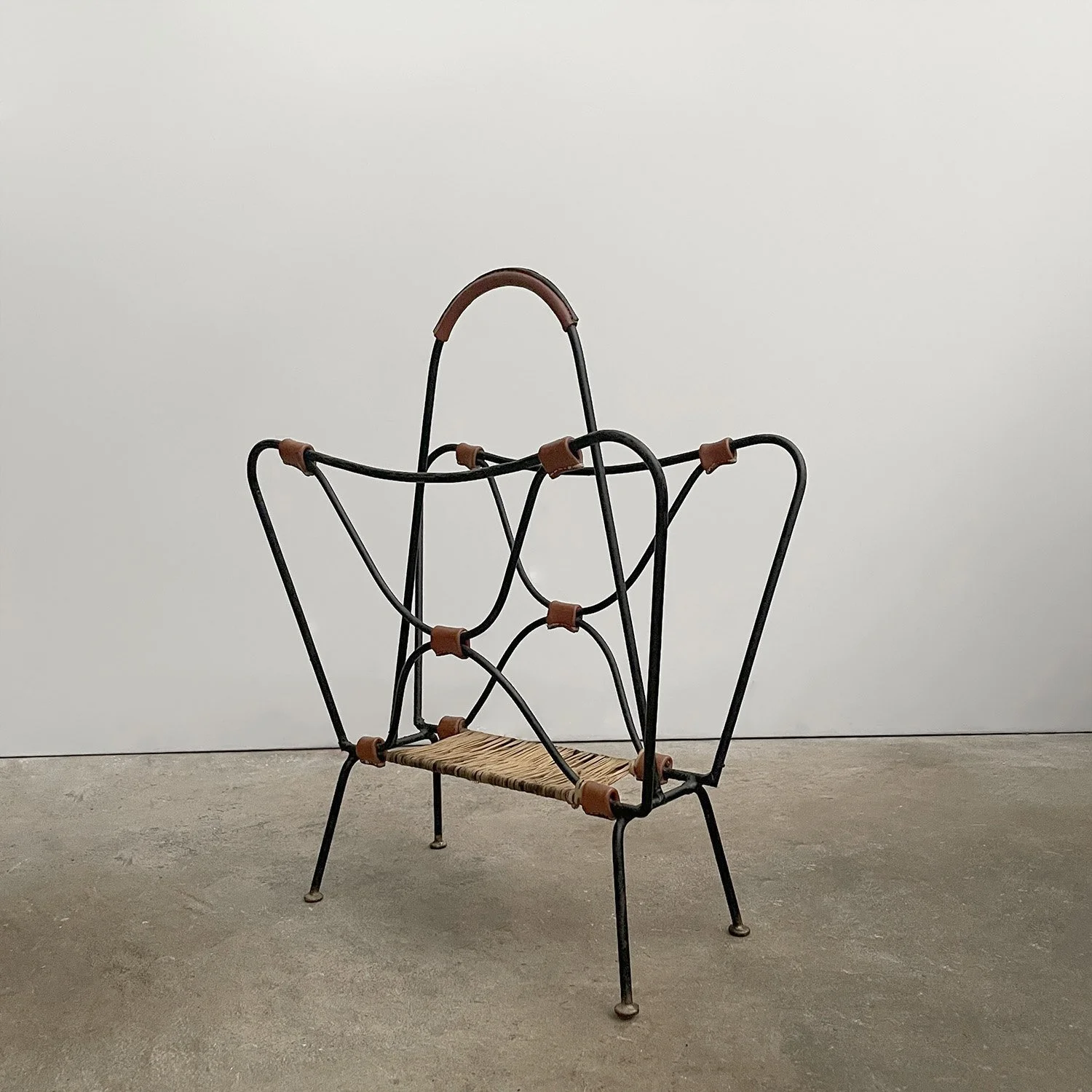 Jacques Adnet Iron & Leather Butterfly Magazine Rack 12 web.jpg