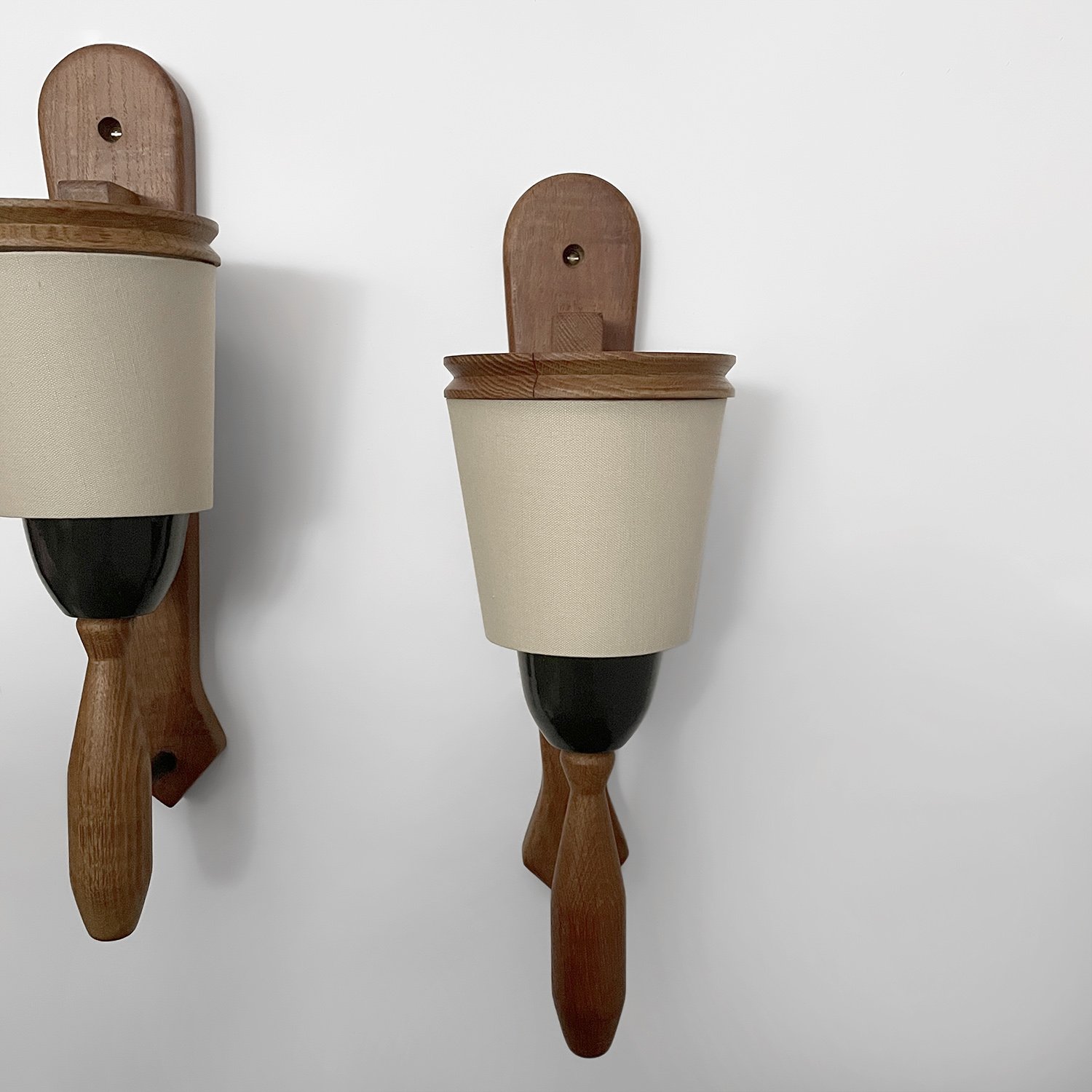 Guillerme et Chambron French Oak & Ceramic Sconces 6 web.jpg