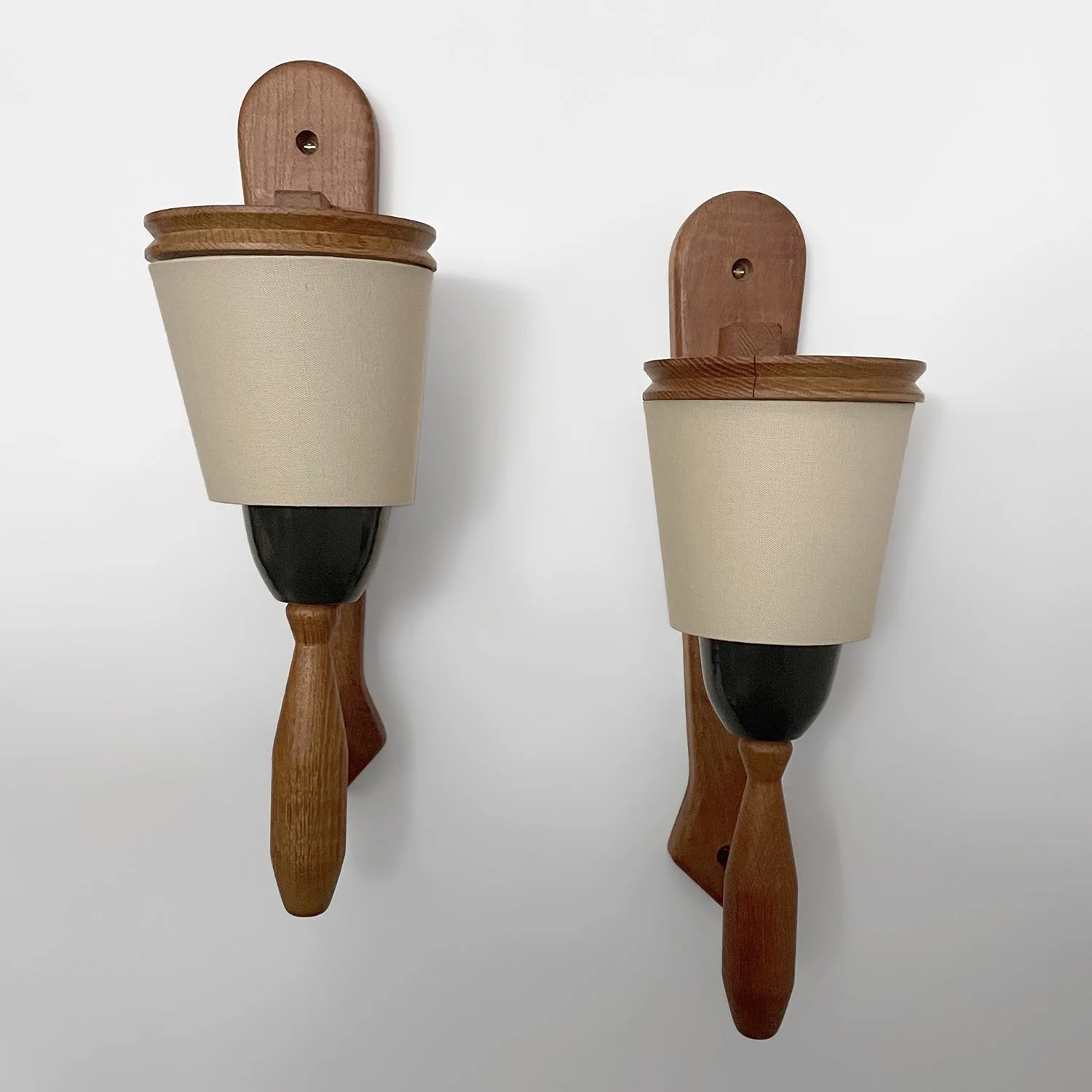 Guillerme et Chambron French Oak & Ceramic Sconces 1 web.jpg