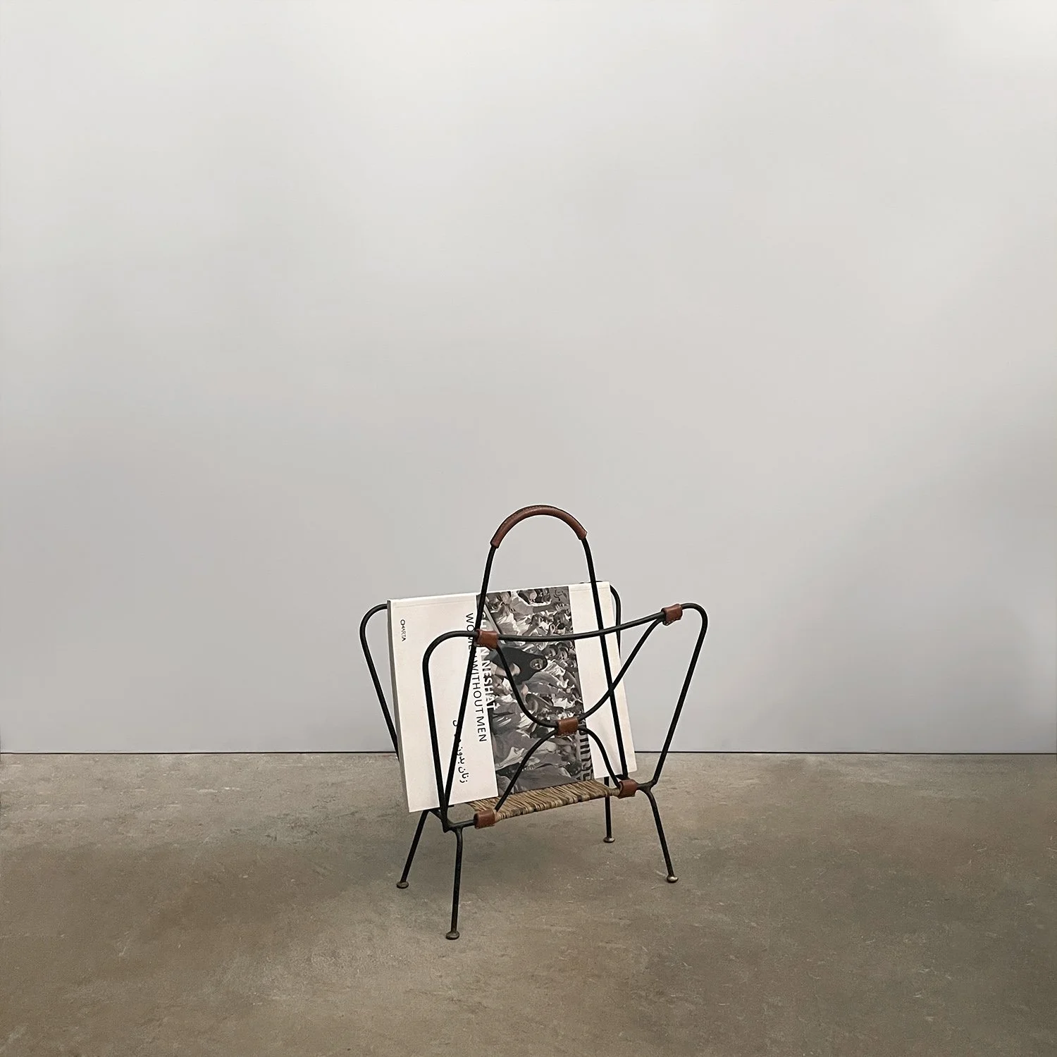 Jacques Adnet Iron & Leather Butterfly Magazine Rack 1 web.jpg