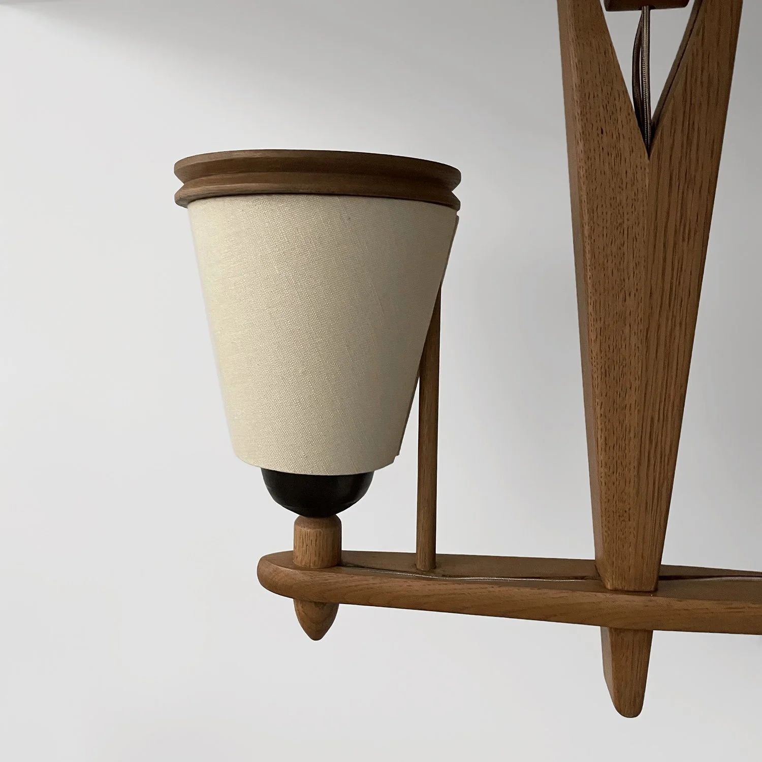 Guillerme et Chambron French Oak & Ceramic Double Pendant Light with shades 3 web.jpg