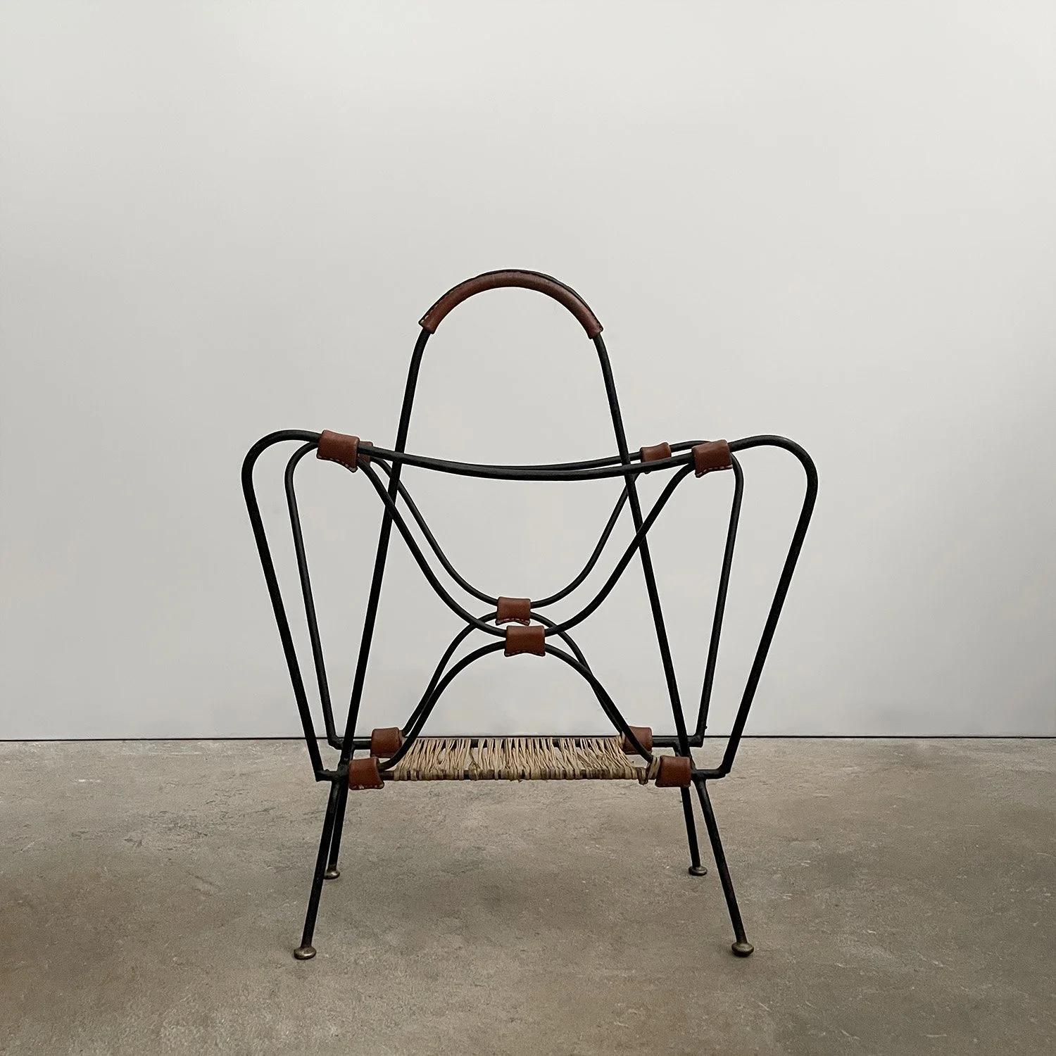 Jacques Adnet Iron & Leather Butterfly Magazine Rack 11 web.jpg