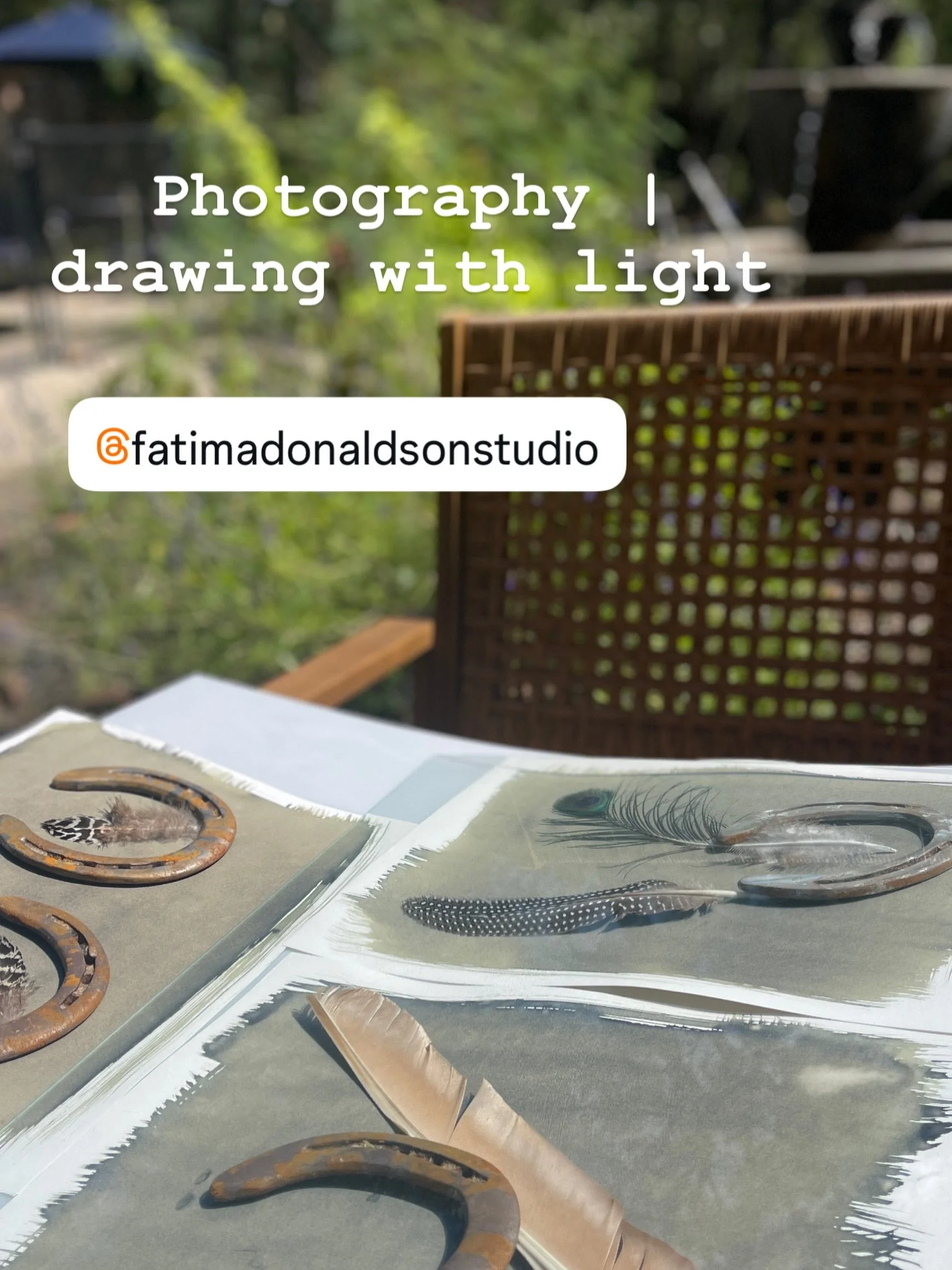 Playing in the garden today - drawing with light aka photography old school ;) #darkroom #photographyislife ##horseshoe #feathers