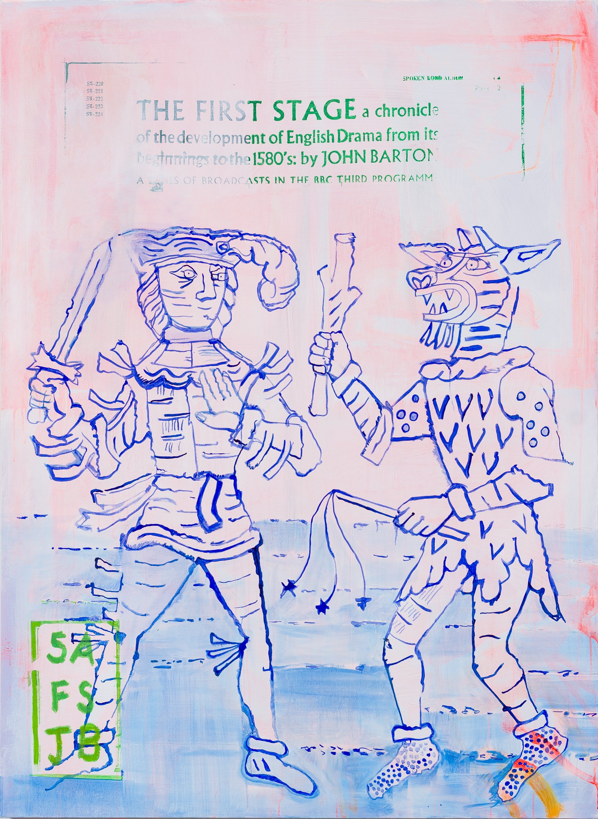 The First Stage, Acrylic, ink, and oil on canvas, 44x66", 2022.