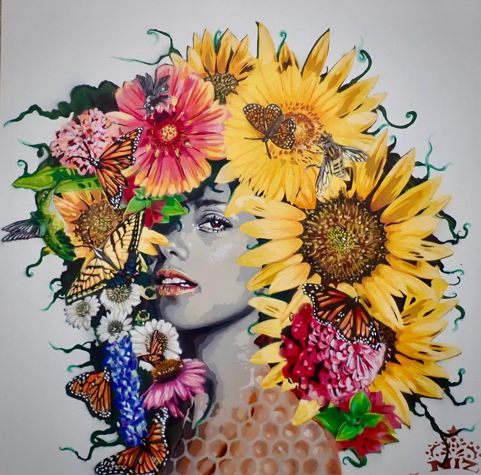 "Antheia"-Goddess of flowers and blooms-18x18" archival glicee print-$100