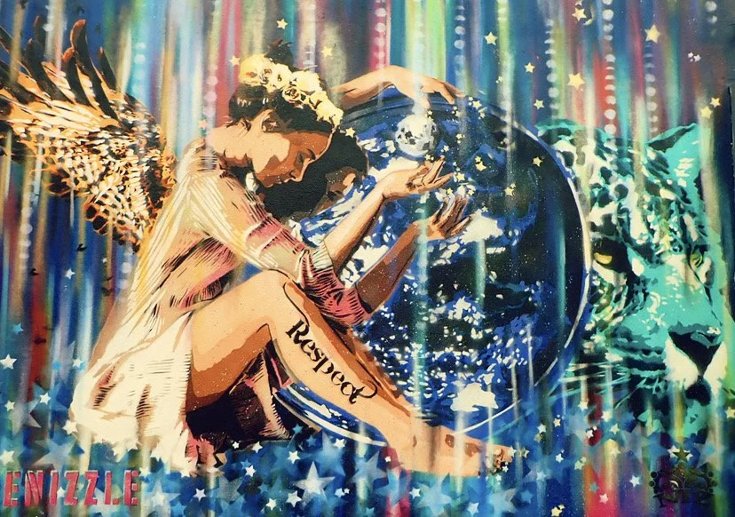 Earth Keeper-4x8' section of a collaborative mural with Few and Far Women at Wyn 317, Miami, FL