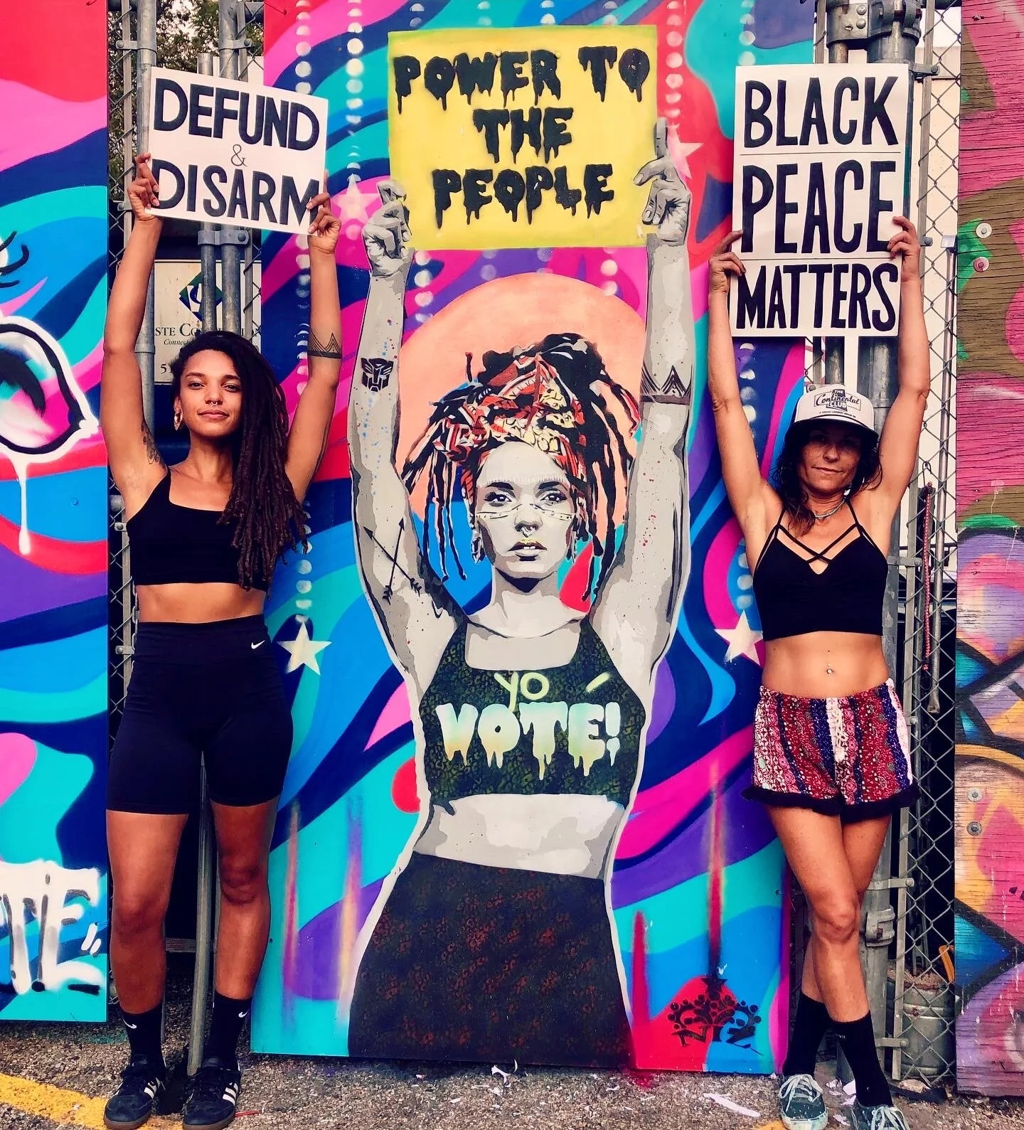 "Power to The People"-mural to mobilize minority women to VOTE. Painted at Homeslice Pizza in Austin, TX