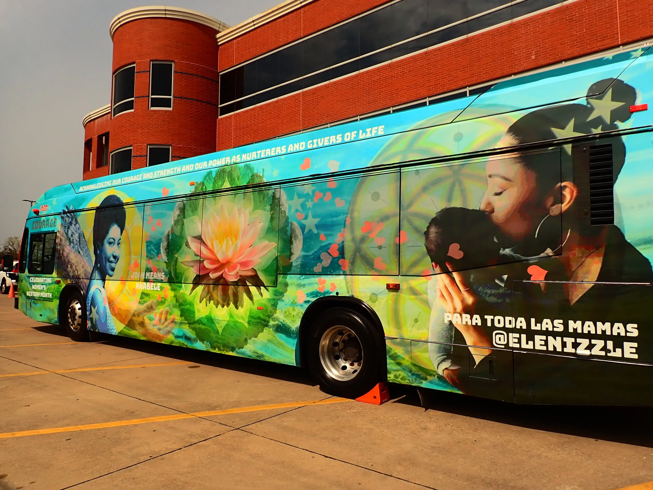 Bus wrap design for Cap Metro, Austin in honor of Women's Month
